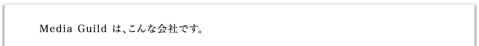 Media Guildは、こんな会社です。